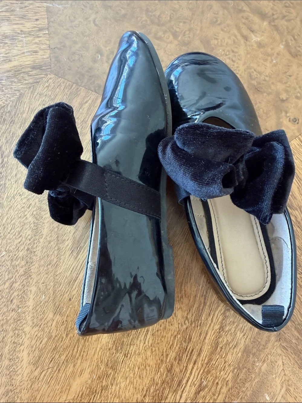 H&M size 27 Patent Black Velvet Bow Flats